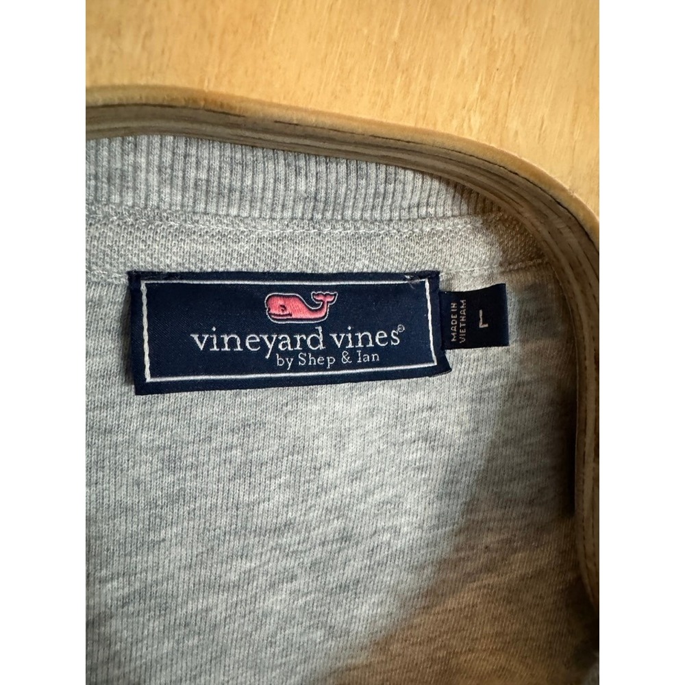 Vineyard Vines Mens Quarter Zip Pullover Heather Gray Cotton Blend Size L - Picture 3 of 9